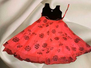Fit Flared Floral Net & Velvet Prom Dress