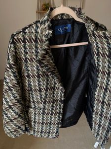 KEITH LONDON OPEN TWEED JACKET BLAZER