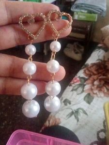 Heart pearl drop earrings