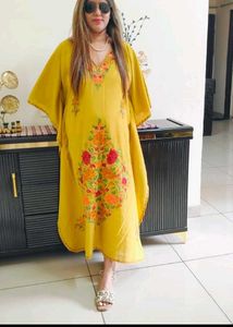 Embroidered Yellow Kaftan