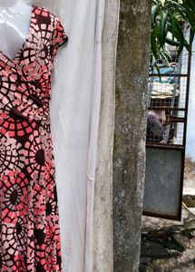122310. Patterned Brown &amp; Pink Dress