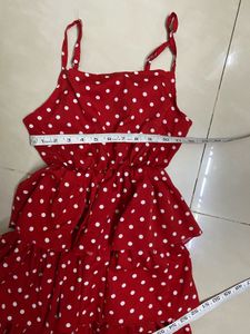 Polka Dots Frock With Tied Denim Jacket(7-8)