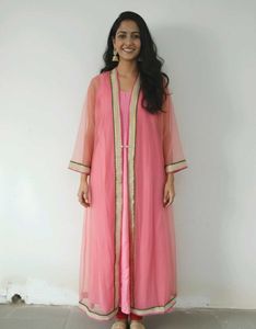 Pink Kurta Set with Shrug 💗