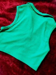 Green Sleeveless Polo Top