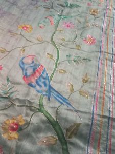 Floral &amp; Bird Print Fabric Saree