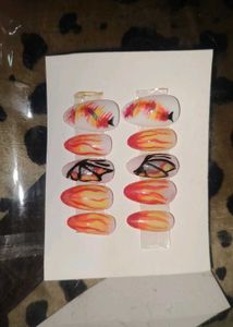 Flame Butterfly Press- On Nails