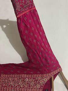 Pink Gown Set With Duppata And Pant