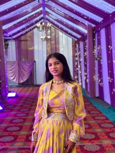 Yellow &amp; Lilac Lehenga Choli Set