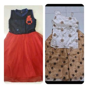 Beautiful Frock, Top And Skirts For Girl♥️