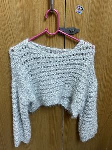 Cropped Fuzzy Knit Sweater