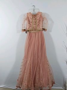 Peach Embroidery Printed Lehanga Choli (Women)
