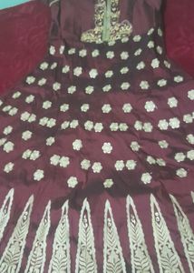 Heavy Work Maroon Dress
