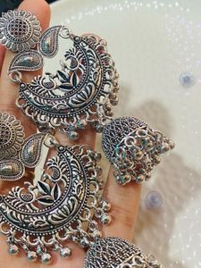 Silver Jhumka Earrings