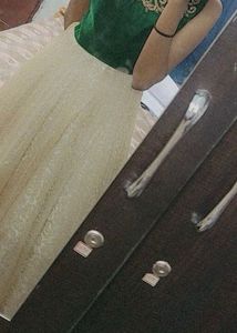 Ethnic Gown - Green And Gold