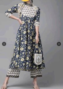 Libas Floral Print Kurta Set (Size M)