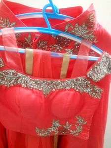 Pink Girlish Look Skirt Croptop With NetDupatta