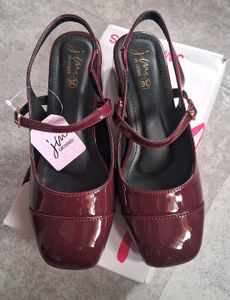 Burgundy Patent Slingback Heels