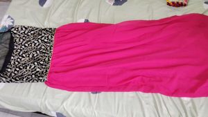 Ethnic Gown Hot Pink Color
