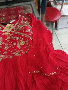 Red Embroidered Ethnic Gown Xl