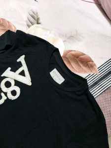 Aeropostale Men Black Regular Fit Cotton Tshirt
