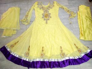 Yellow Anarkali Suit For Women ( Full Set)