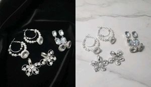 3 Elegant Silver Earring Set