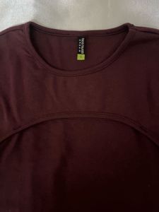 Maroon Cutout T-Shirt
