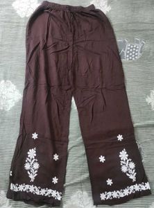 Embroidered Brown Kurta Pant Set