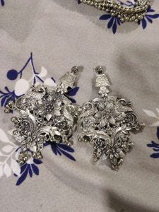 Statement Silver Floral Earrings