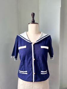 Sailor Style Knit Top Free Size