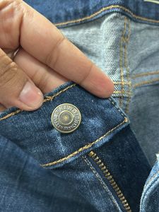 Navy Blue Ribbed Denim Jeans