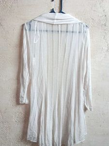 See-through Fashion Shrug Top Full-sleeve White