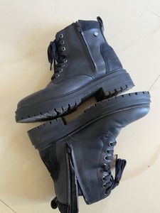 Black Leather Ankle Boots Genuine