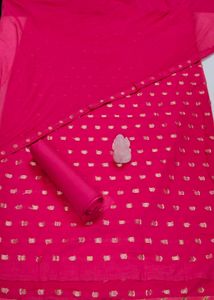 Women Saree Mall Silk Blend Zari Pink Suit Fabric