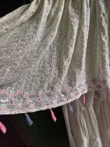 Green Floral Embroidered Sharara Set For Women