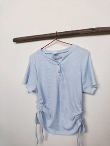 Light Blue Drawstring Top