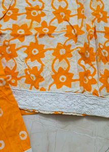Orange &amp; White Kurta Set