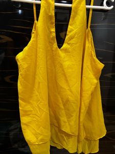 Yellow Spaghetti Strap Layered Tank