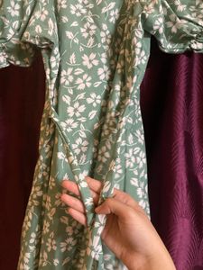 Green Floral Print Dress