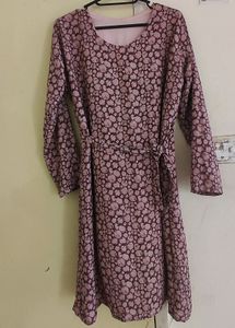 Belted Floral A-Line Dress