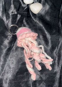 Crochet Jellyfish Keychain - Pink & White