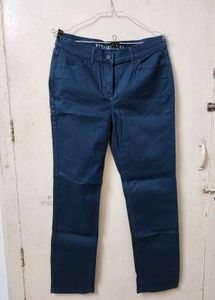 Marks & Spencer Straight Leg Teal Mid-Rise Jeans