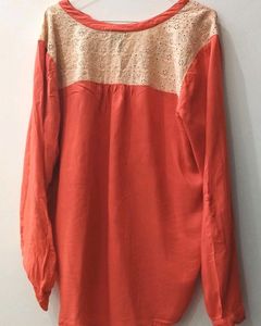 ORANGE HALF NETTED TOP