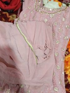 Pink Embroidered Kurta Sharara Set