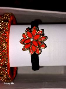 Orange Bangle Set with Hair Band