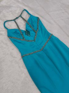 Teal Beaded Mermaid Gown