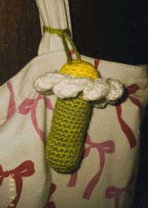 Daisy Crochet Lip Balm Holder Keychain