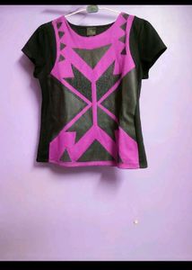 Wide Neck Top with Purple Black Combo