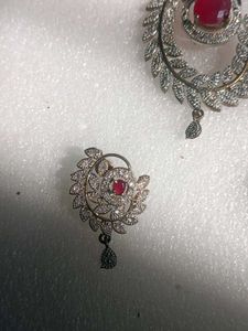 Ruby Pendant Earring Set
