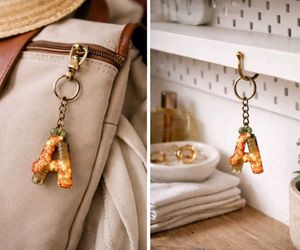 Letter A Resin Keychain